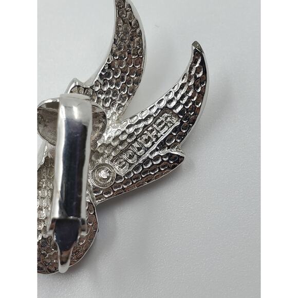 Vintage Marcel Boucher Blue Crystal Starburst Floral Brooch & Earrings Set 1950s - Picture 9 of 14